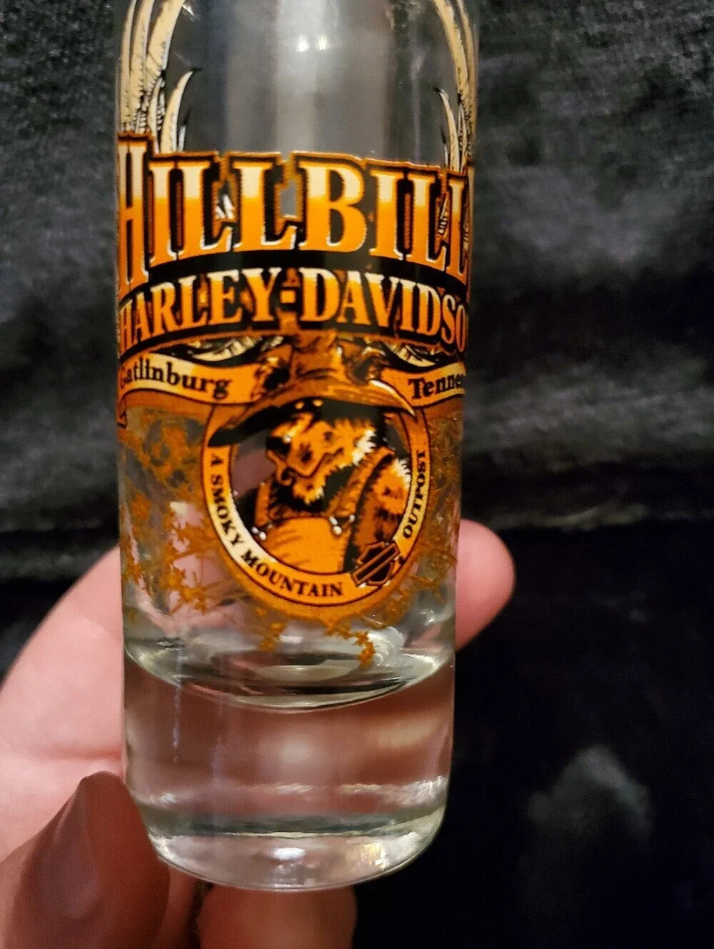 Hillbilly Harley-Davidson Gatlinburg TN Tall Shot Glass Smoky Mountain Outpost